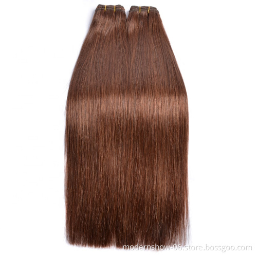Wholesale 100% Human Hair Weave Color #4 Brazilian Hair Double Drawn Bundles